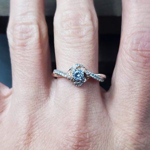 Size 9 Gold Over Sterling Silver Twisting Cubic Zirconia Gemstone Band Ring